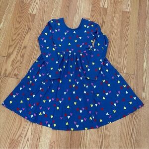 Hanna Andersson Blue Dress with Colorful Hearts